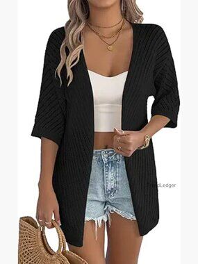 Lightweight Crochet Cardigan, V-Neck, Open Front, Summer Cover Up
